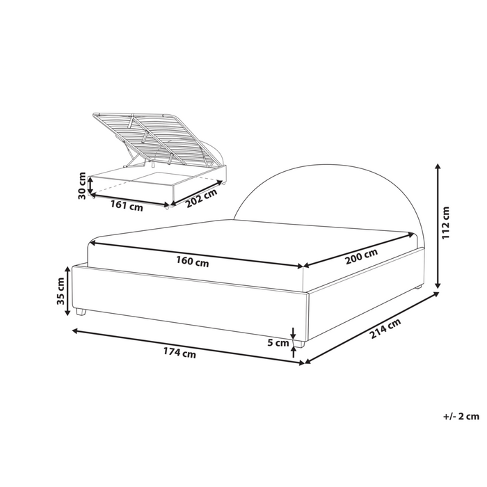 Letto contenitore matrimoniale imbottito velluto grigio retrò minimalista 160 x 200