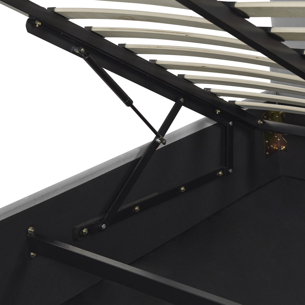 Letto contenitore matrimoniale imbottito velluto grigio retrò minimalista 180 x 200