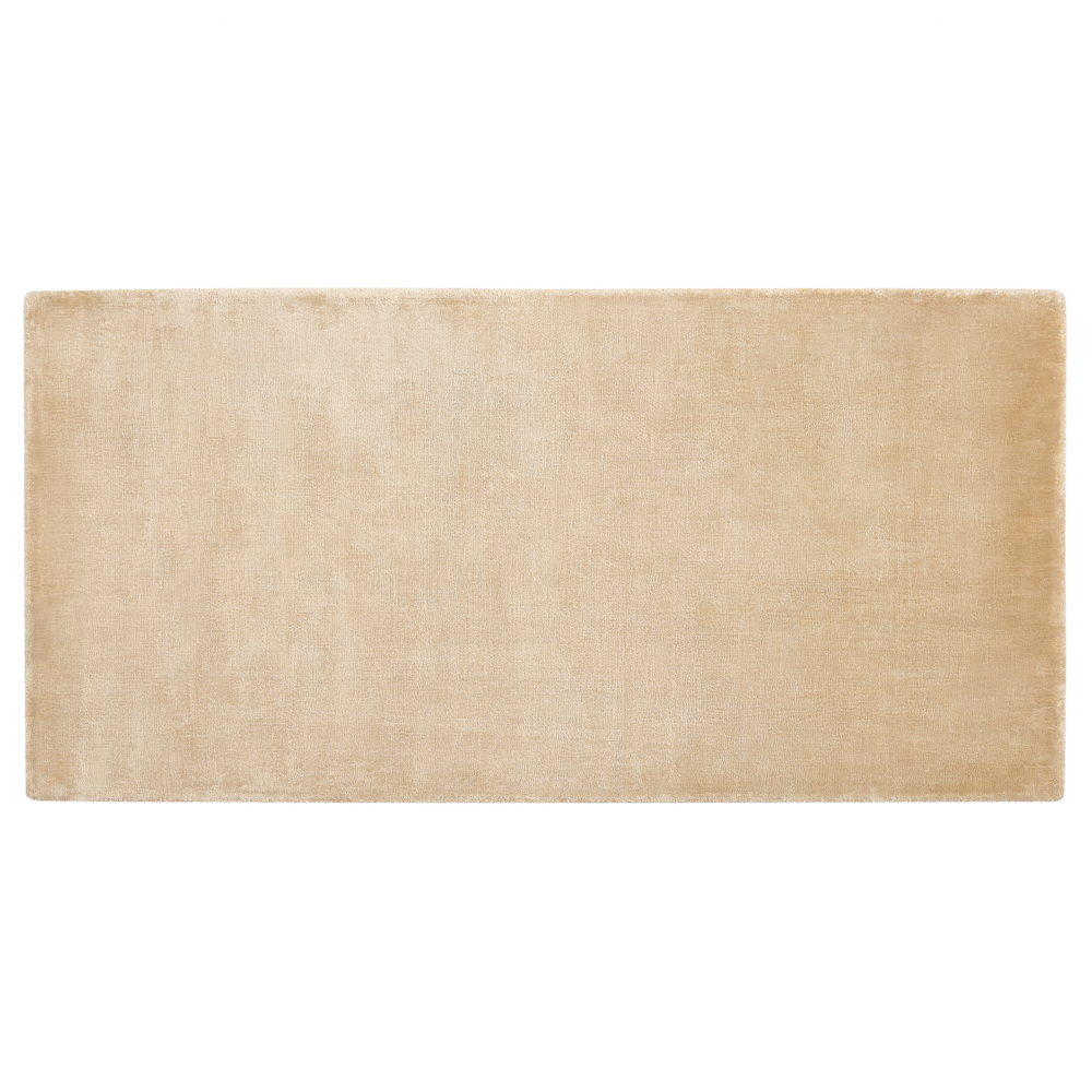 Tappeto in viscosa beige sabbia 80 x 150 cm a pelo corto capitonné moderno