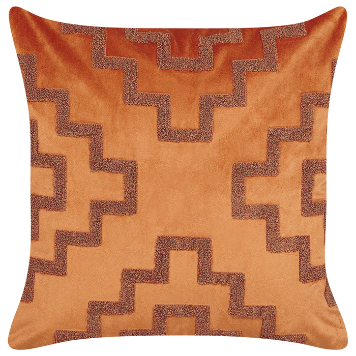 Set di 2 cuscini decorativi velluto arancio 45 x 45 cm motivo geometrico accessori d'arredo glamour