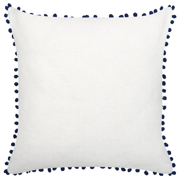 Set di 2 cuscini decorativi blu scuro poliestere 45 x 45 cm foglia stampa ginkgo biloba glamour pompon accessori decorativi