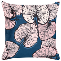 Set di 2 cuscini decorativi velluto blu rosa 45 x 45 cm stampa foglia accessori decoro glamour