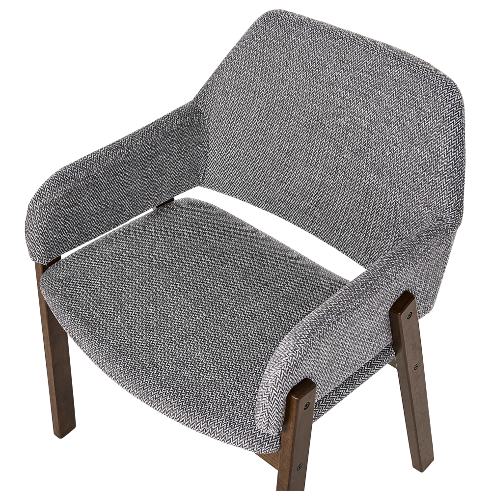 Set di 2 sedie da pranzo in legno scuro e tessuto in poliestere grigio gambe in legno di caucciù stile retrò tradizionale