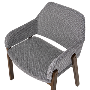 Set di 2 sedie da pranzo in legno scuro e tessuto in poliestere grigio gambe in legno di caucciù stile retrò tradizionale