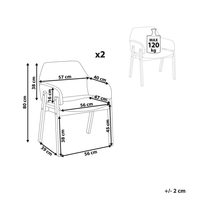 Set di 2 sedie da pranzo in legno scuro e tessuto in poliestere grigio gambe in legno di caucciù stile retrò tradizionale