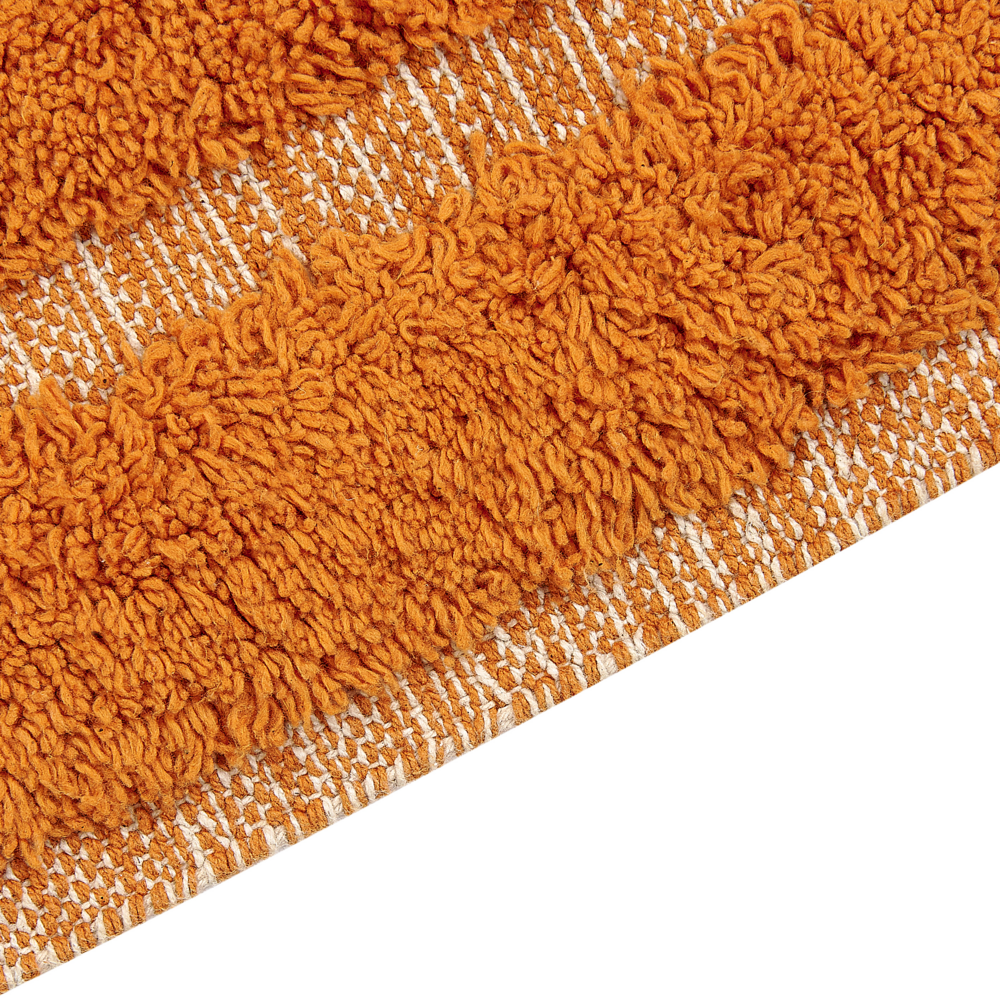 Tappeto rettangolare in cotone arancione 80 x 150 cm con frange boho soggiorno camera da letto