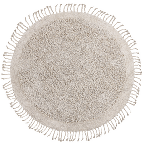 Tappeto rotondo in cotone beige ⌀ 140 cm con frange boho soggiorno camera da letto