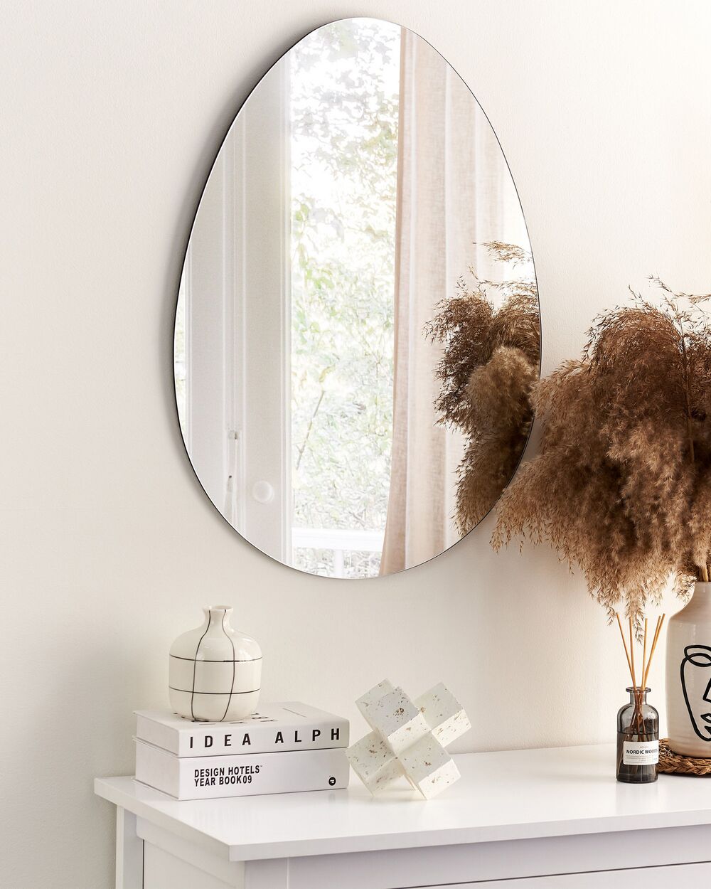 Specchio da parete in vetro argento 50 x 70 forma ovale da appendere senza cornice design moderno