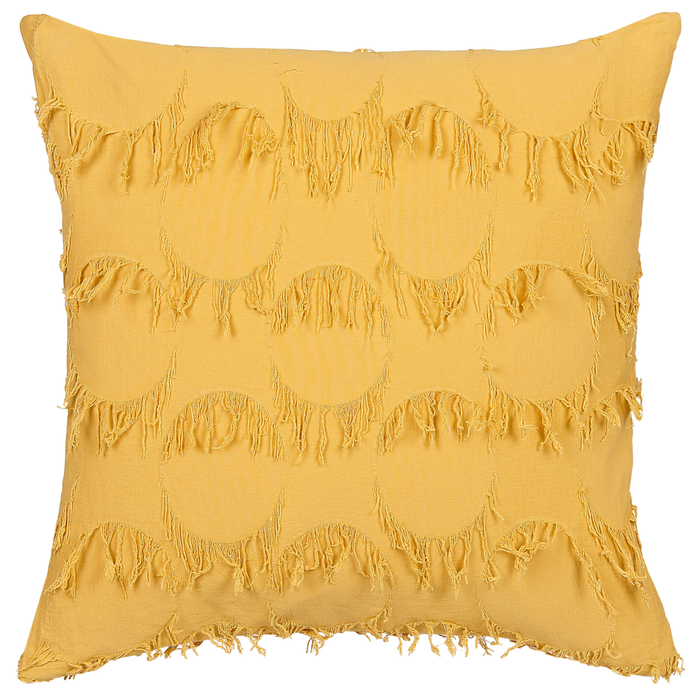Set di 2 cuscini in poliestere giallo con nappe 45 x 45 cm stile boho camera da letto soggiorno