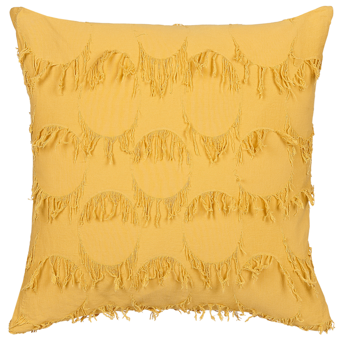 Set di 2 cuscini in poliestere giallo con nappe 45 x 45 cm stile boho camera da letto soggiorno