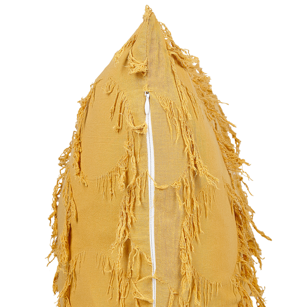 Set di 2 cuscini in poliestere giallo con nappe 45 x 45 cm stile boho camera da letto soggiorno