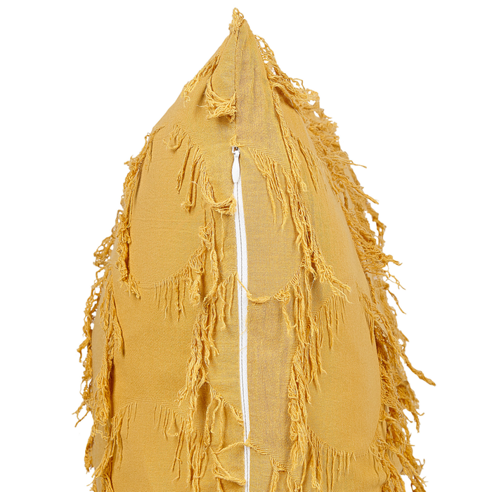 Set di 2 cuscini in poliestere giallo con nappe 45 x 45 cm stile boho camera da letto soggiorno