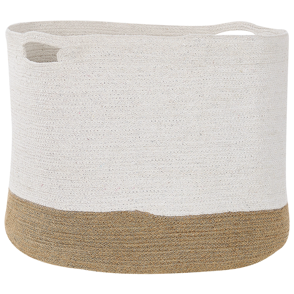 Set di 2 cesti in cotone e iuta di colore bianco e beige stile boho interno esterno