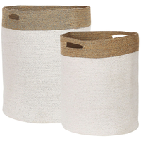 Set di 2 cesti in cotone e iuta di colore bianco e beige stile boho interno esterno