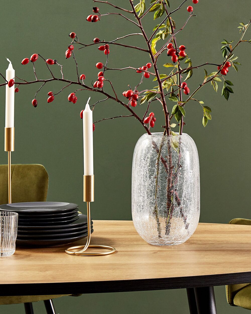 Vaso da fiori di forma rotonda vetro trasparente 28 cm stile moderno minimalista