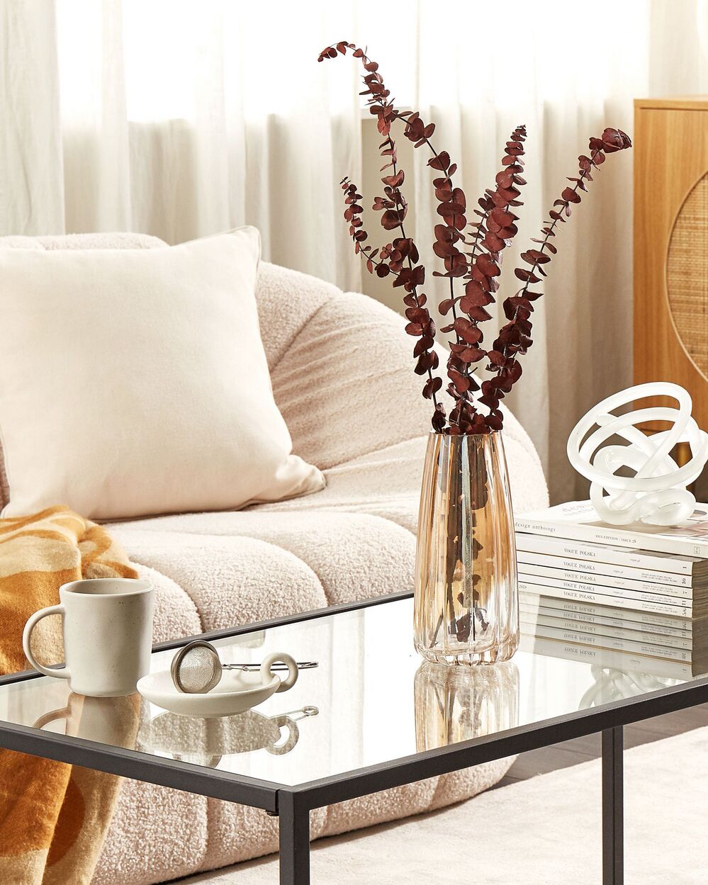 Vaso da tavolo in vetro di colore arancione 22 cm decorazione moderna