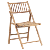 Set da giardino tavolino pieghevole e 2 sedie in bambù naturale e cuscini di colore bianco esterno