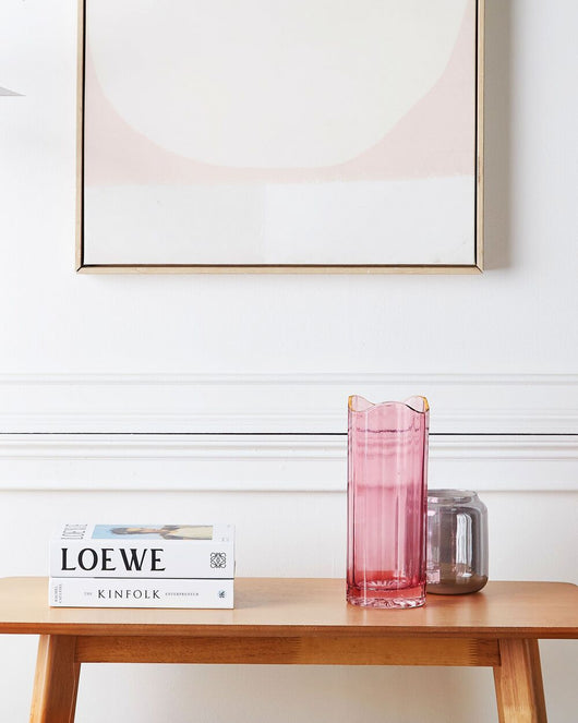 Vaso da tavolo in vetro di colore rosa dorato 30 cm stile moderno minimalista