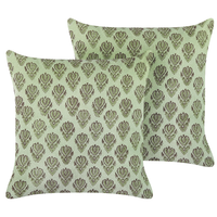 Set di 2 cuscini in velluto con motivo floreale 45x45 cm verde soggiorno camera da letto stile boho