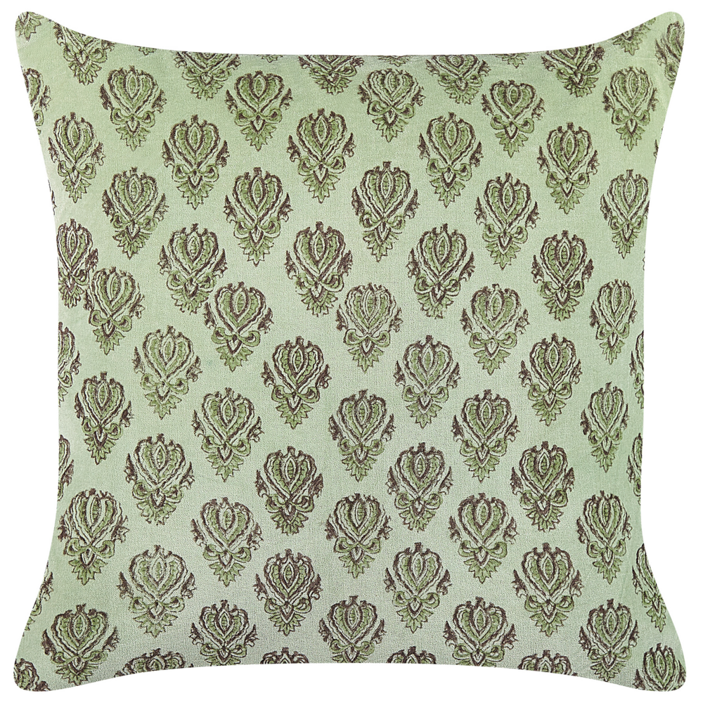 Set di 2 cuscini in velluto con motivo floreale 45x45 cm verde soggiorno camera da letto stile boho