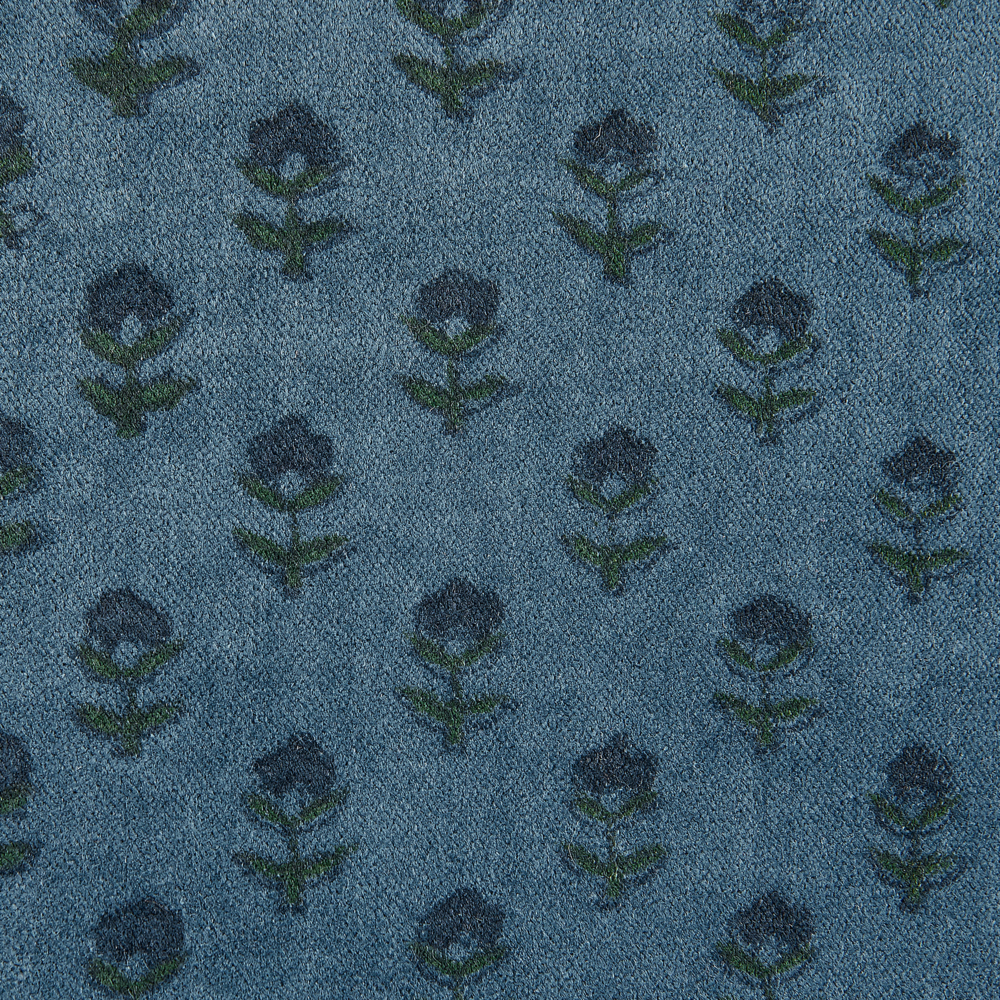 Set di 2 cuscini in velluto con motivo floreale 45x45 cm blu scuro soggiorno camera da letto stile boho