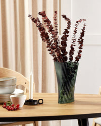 Vaso di fiori in vetro verde dalla forma astratta 26 cm design moderno soggiorno contemporaneo