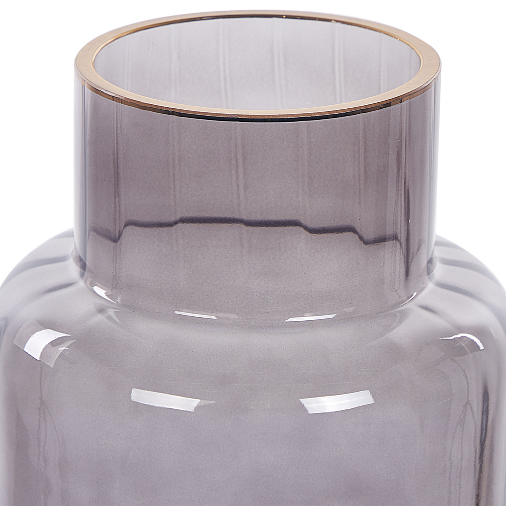 Vaso di fiori in vetro di colore grigio dalla forma astratta 26 cm stile moderno