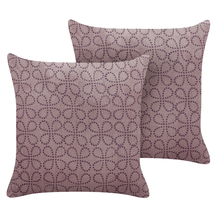 Set di 2 cuscini in velluto con motivo geometrico 45x45 cm rosa soggiorno camera da letto stile boho