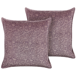Set di 2 cuscini in velluto con motivo floreale 45x45 cm rosa soggiorno camera da letto stile boho