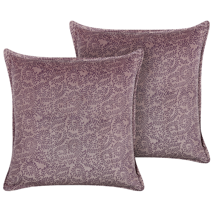 Set di 2 cuscini in velluto con motivo floreale 45x45 cm rosa soggiorno camera da letto stile boho