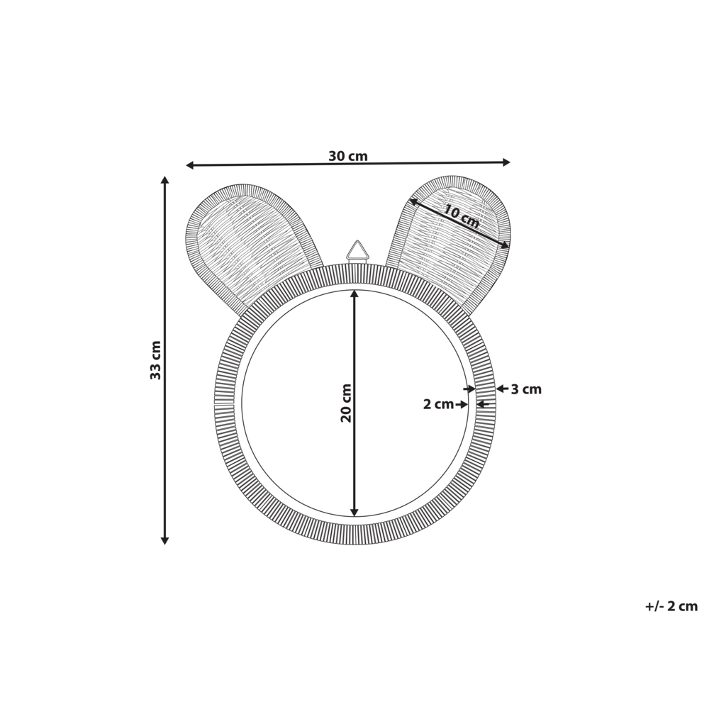 Specchio da parete rotondo a forma di orsetto in rattan naturale ø 20 cm stile boho moderno cameretta