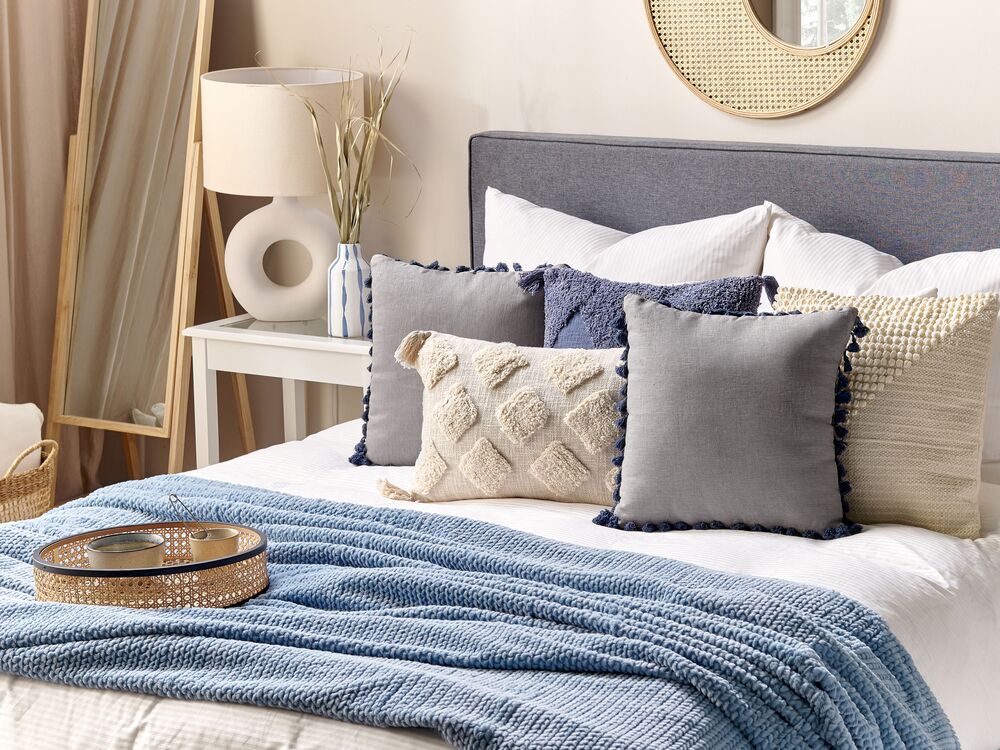 Set di 2 cuscini decorativi grigio 45 x 45 cm federa rimovibile cuscino decorativo con imbottitura per divano letto