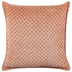 Set di 2 cuscini decorativi in velluto rosa 45 x 45 cm con motivo a rombi stampato a blocchi boho decor accessori