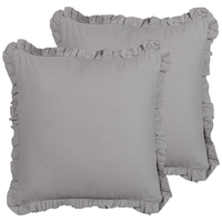 Set di 2 cuscini decorativi in lino con bordi sfrangiati 45x45 cm grigio classico decor accessori