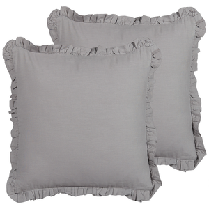 Set di 2 cuscini decorativi in lino con bordi sfrangiati 45x45 cm grigio classico decor accessori