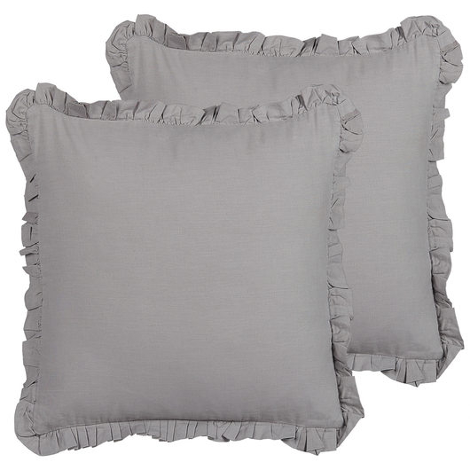 Set di 2 cuscini decorativi in lino con bordi sfrangiati 45x45 cm grigio classico decor accessori