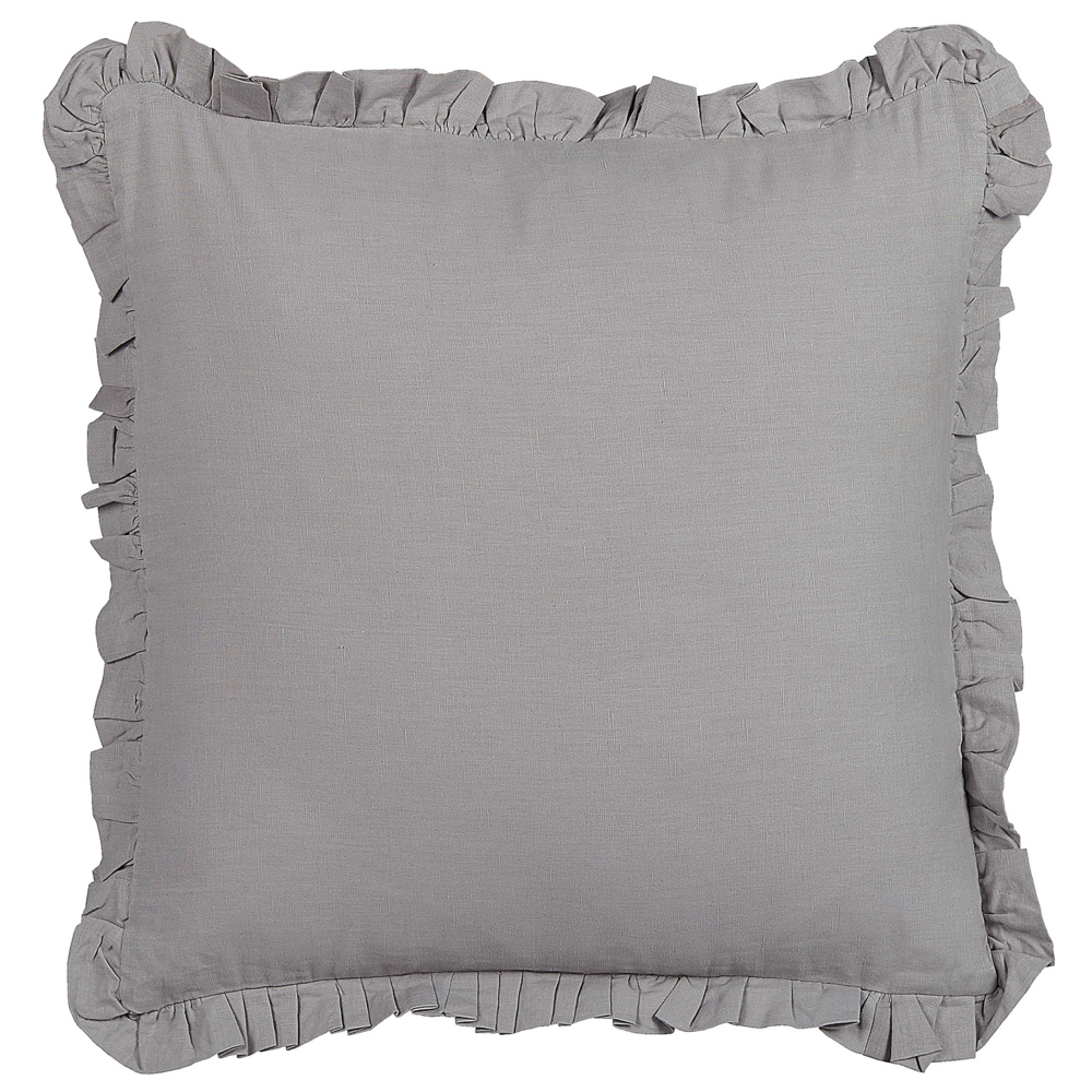 Set di 2 cuscini decorativi in lino con bordi sfrangiati 45x45 cm grigio classico decor accessori