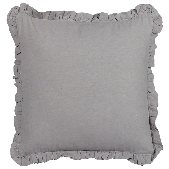Set di 2 cuscini decorativi in lino con bordi sfrangiati 45x45 cm grigio classico decor accessori