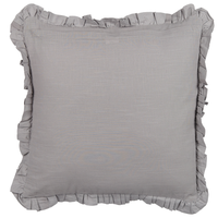 Set di 2 cuscini decorativi in lino con bordi sfrangiati 45x45 cm grigio classico decor accessori