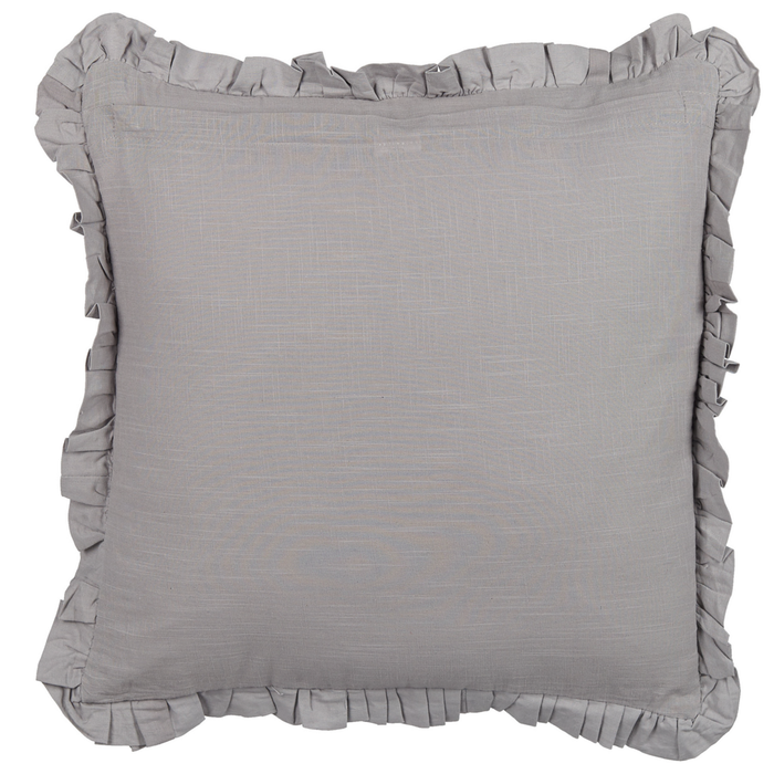 Set di 2 cuscini decorativi in lino con bordi sfrangiati 45x45 cm grigio classico decor accessori