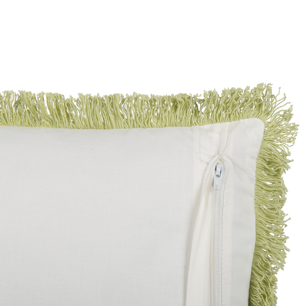 Cuscino in cotone con frange di colore verde e bianco 45 x 45 cm camera da letto soggiorno