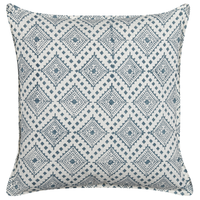 Cuscino cotone blu e bianco 45 x 45 cm stampa a mano sfoderabile cerniera motivo orientale
