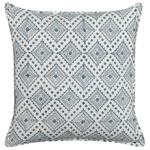 Cuscino cotone blu e bianco 45 x 45 cm stampa a mano sfoderabile cerniera motivo orientale
