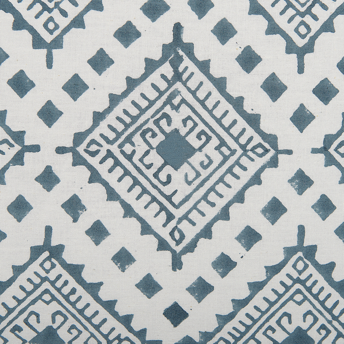 Set di 2 cuscini cotone blu e bianco 45 x 45 cm stampa a mano rivestimenti sfoderabili cerniera motivo orientale