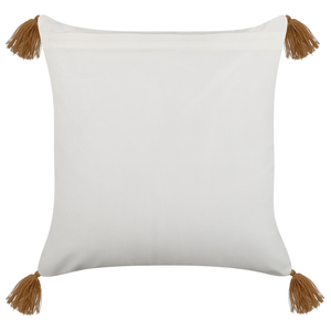 Cuscino decorativo marrone chiaro e bianco 45 x 45 cm con stampa a mano sfoderabile con cerniera motivo azteco
