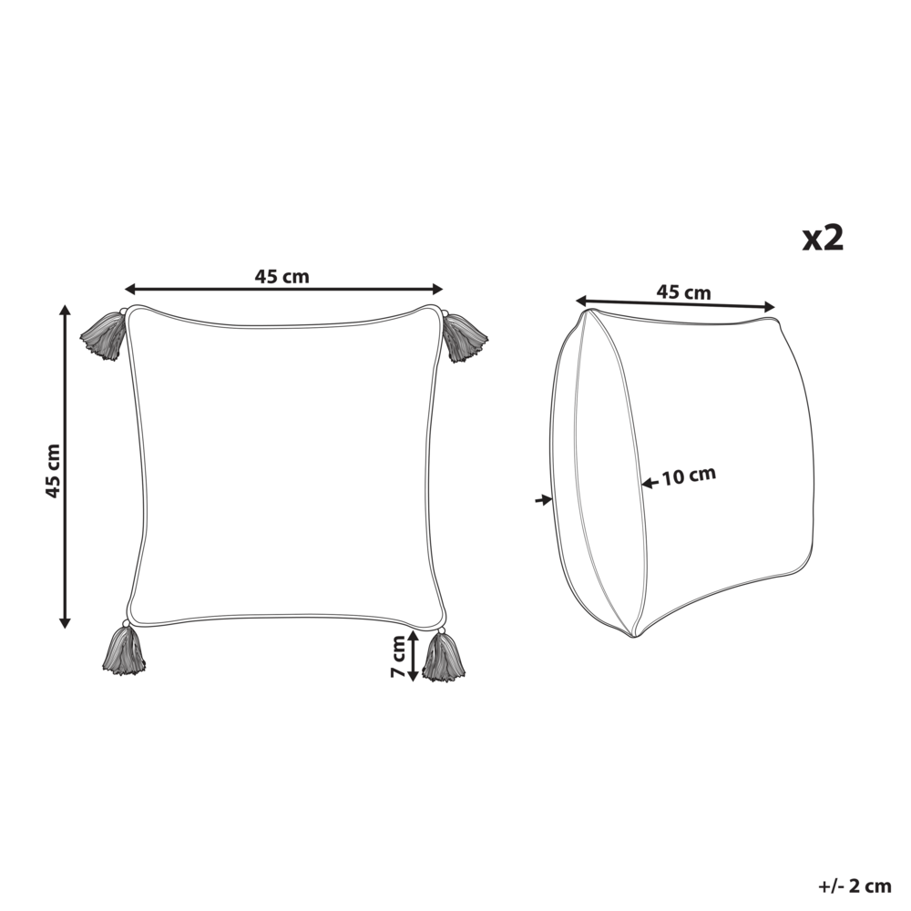 Set di 2 cuscini decorativi marrone chiaro e bianco 45 x 45 cm stampa a mano rivestimenti sfoderabili cerniera motivo azteco