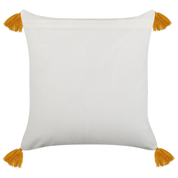 Cuscino decorativo giallo e bianco 45 x 45 cm stampa a mano rivestimenti sfoderabili cerniera motivo floreale