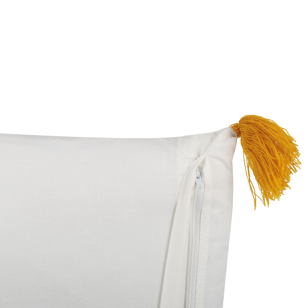 Cuscino decorativo giallo e bianco 45 x 45 cm stampa a mano rivestimenti sfoderabili cerniera motivo floreale