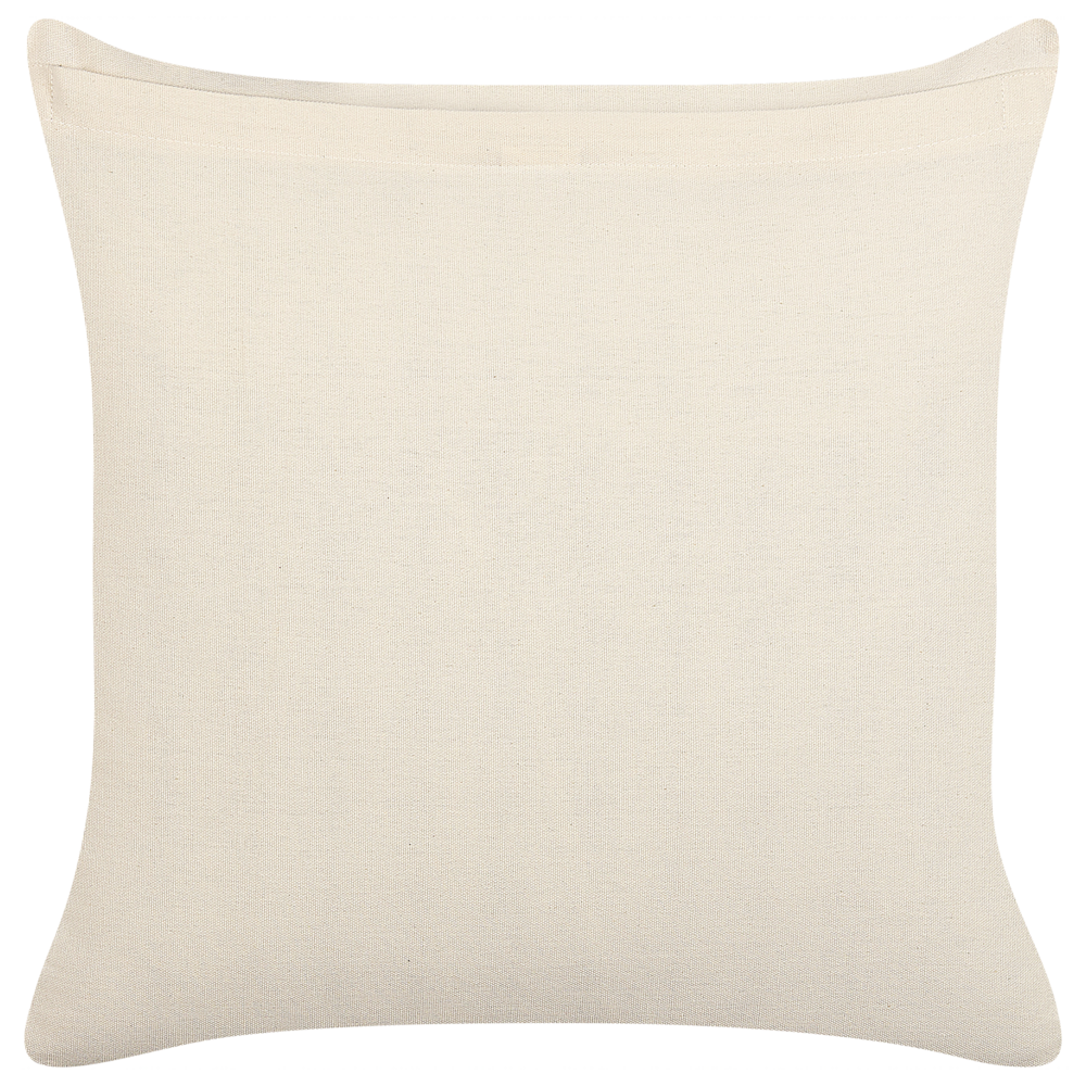 Cuscino decorativo cotone beige e nero 45 x 45 cm motivo geometrico triangolare realizzato a mano fodera rimovibile con imbottitura