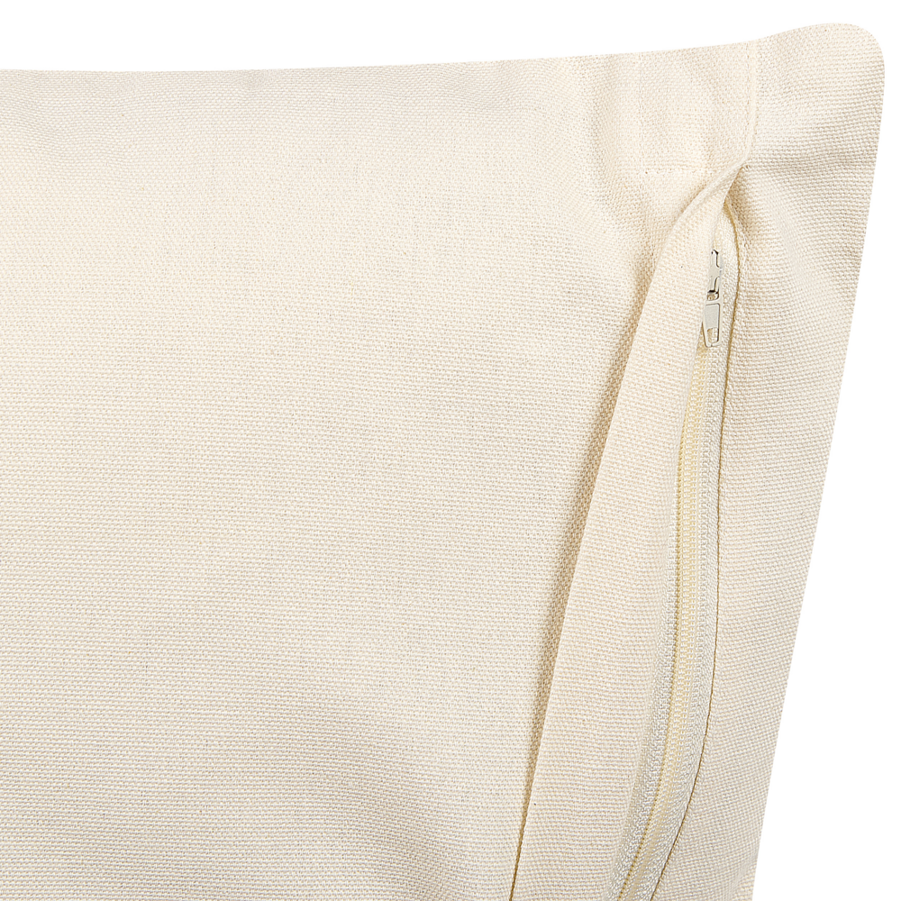 Cuscino decorativo cotone beige e nero 45 x 45 cm motivo geometrico triangolare realizzato a mano fodera rimovibile con imbottitura